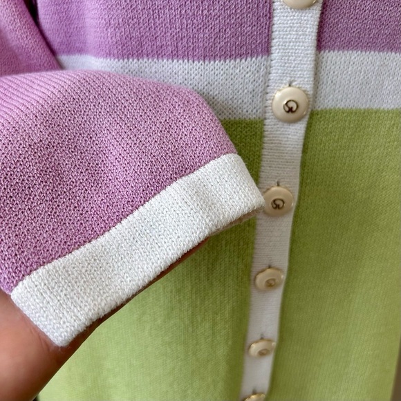 St John Pastel Color Block Santana Knit Color Block Cardigan Sweater Jacket M - Picture 5 of 10